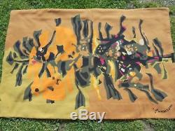 René Fumeron Art Deco Xxth Rare Printed Tapestry Signed Drawing