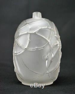 René Lalique Beautiful Eglantines Vase Satin Glass Soufflé Molded Signed Art Deco
