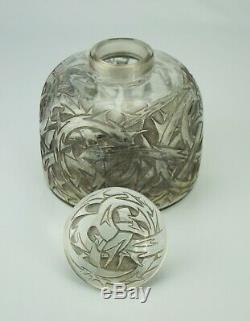 René Lalique Big Bottle # 1 Thorns Antique Glass Vase Signed Art Deco 1920