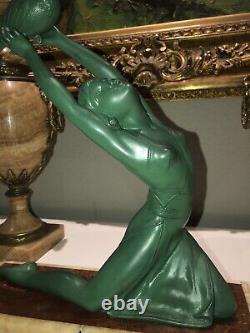 Salvado Peacock Dancer. Large Regulated Statue On Marble Base Signed