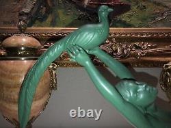 Salvado Peacock Dancer. Large Regulated Statue On Marble Base Signed