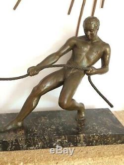 Salvator Large Sculpture Art Deco Signed In Riolo Regulates Naked 1930