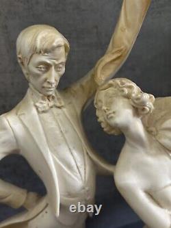 Santini Art Deco Dancing Couple Sculpture by The Art of Sculpture, Signed