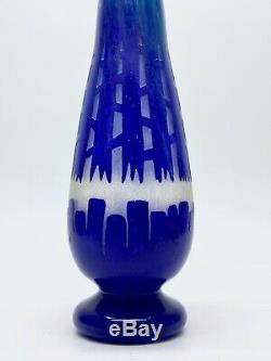 Schneider French Chicory Glass Vase Signed Carton Art Deco