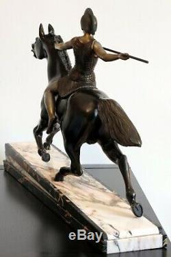 Sculpture Armand Lemo Art Deco Warrior Goddess Warrior Goddess