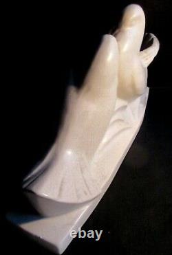 Sculpture Art Deco Ceramics Signed Cracked White Dax Les Colombes