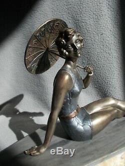 Sculpture Art Deco Statuette Ballesté Woman Bather Bathing Beauty Figurine