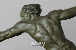 Sculpture Art-deco Man Athlete Hercule René Papa Signed