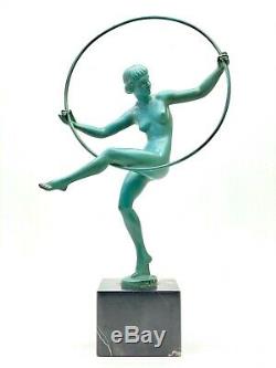 Sculpture Naked Dancer Signed Briand Marcel Bouraine Time Art Deco 1930