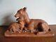Sculpture Terracotta The Biche And Its Faon Signed Clem Art Deco