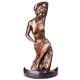 Sculpture Of A Nude Woman Art Deco In Bronze On Black Marble After Milo