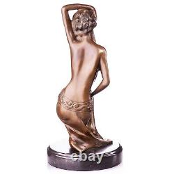 Sculpture of a Nude Woman Art Deco in Bronze on Black Marble After Milo