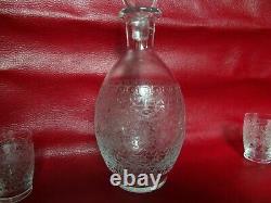 Service Baccarat Rohan Crystal Art Deco Carafe And Lenses Liqueur Signs Graves