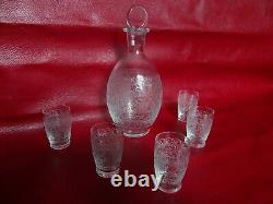 Service Baccarat Rohan Crystal Art Deco Carafe And Lenses Liqueur Signs Graves