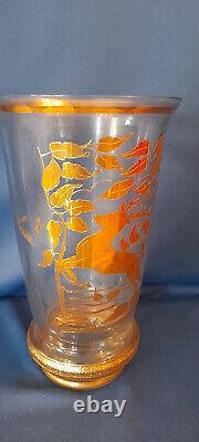 Signed Adat Vase Art Deco Period 1930 Gold Decor with Deer