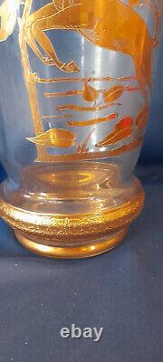 Signed Adat Vase Art Deco Period 1930 Gold Decor with Deer