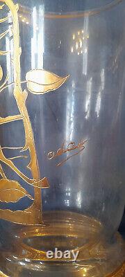 Signed Adat Vase Art Deco Period 1930 Gold Decor with Deer