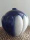 Signed Art Deco Vase By Saint Clement In Cracked Enamel Blue Camouflage 1930 1950