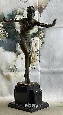 Signed Chiparus Elegant Dancer True Bronze Art Deco Sculpture Hot Cast
