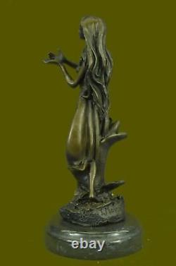 Signed Mavchi Bronze Statue Art Nouveau Deco Flower Girl Figure Decoration Sale