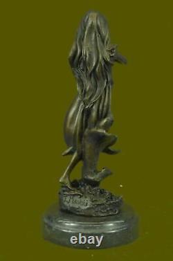 Signed Mavchi Bronze Statue Art Nouveau Deco Flower Girl Figure Decoration Sale