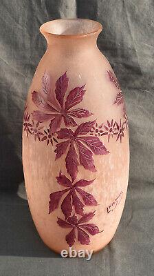 Signed Vase Legras Cleared A Lacide Art Deco And Frosted H 31 CM