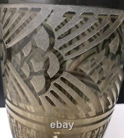 Signed acid-etched Daum vase, Art Deco period, antique vintage