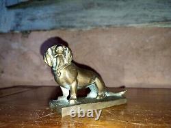 Small bronze subject of a dachshund signed by Irenée ROCHARD 1930 Art Deco Dog