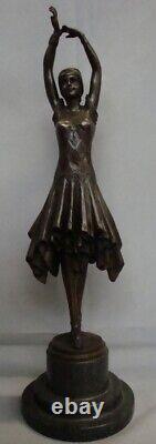 Solid Bronze Art Deco Style Art Nouveau Dancer Sculpture Statue Signed