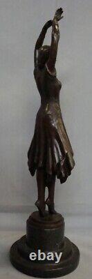 Solid Bronze Art Deco Style Art Nouveau Dancer Sculpture Statue Signed