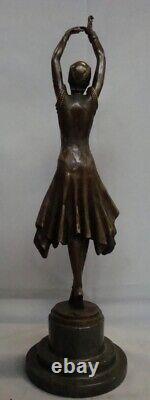 Solid Bronze Art Deco Style Art Nouveau Dancer Sculpture Statue Signed