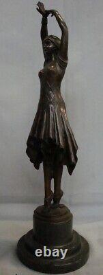 Solid Bronze Art Deco Style Art Nouveau Dancer Sculpture Statue Signed