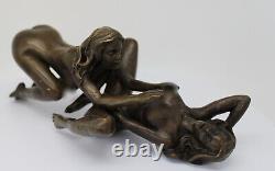 Solid Bronze Art Deco Style Art Nouveau Style Statue Sculpture Couple Sexy Style