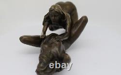 Solid Bronze Art Deco Style Art Nouveau Style Statue Sculpture Couple Sexy Style