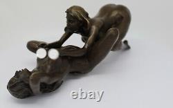 Solid Bronze Art Deco Style Art Nouveau Style Statue Sculpture Couple Sexy Style