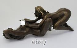 Solid Bronze Art Deco Style Art Nouveau Style Statue Sculpture Couple Sexy Style