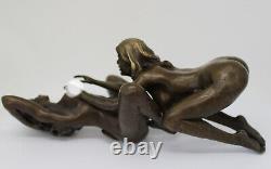 Solid Bronze Art Deco Style Art Nouveau Style Statue Sculpture Couple Sexy Style