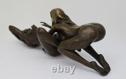 Solid Bronze Art Deco Style Art Nouveau Style Statue Sculpture Couple Sexy Style