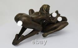 Solid Bronze Art Deco Style Art Nouveau Style Statue Sculpture Couple Sexy Style