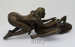 Solid Bronze Art Deco Style Art Nouveau Style Statue Sculpture Couple Sexy Style