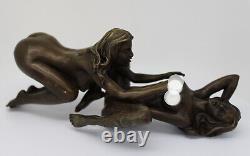 Solid Bronze Art Deco Style Art Nouveau Style Statue Sculpture Couple Sexy Style