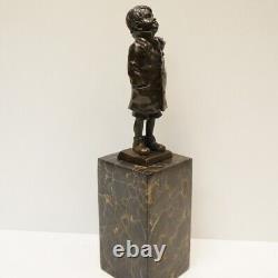 Solid Bronze Boy Style Art Deco Style Art Nouveau Sculpture Statue Signed