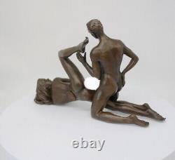 Solid Bronze Couple Statue Sculpture in Sexy Art Deco Style and Art Nouveau Style Sign