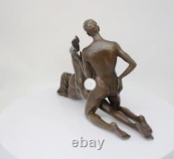 Solid Bronze Couple Statue Sculpture in Sexy Art Deco Style and Art Nouveau Style Sign