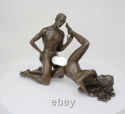 Solid Bronze Couple Statue Sculpture in Sexy Art Deco Style and Art Nouveau Style Sign