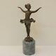 Solid Bronze Dancer Sculpture In Art Deco Style Signed