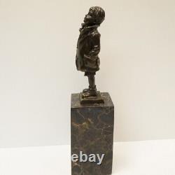 Solid Bronze Sculpture Boy Style Art Deco Style Art Nouveau Signed