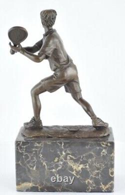 Solid Bronze Signed Tennis Style Art Deco Style Art Nouveau Statue Sculpture