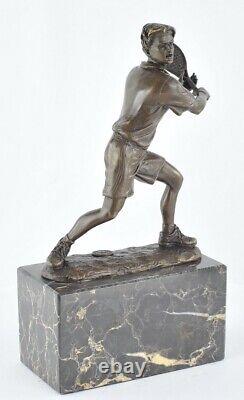 Solid Bronze Signed Tennis Style Art Deco Style Art Nouveau Statue Sculpture