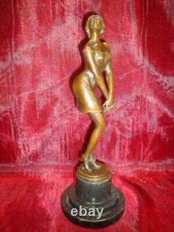 Solid Bronze Statue Sculpture Sexy Style Art Deco Style Art Nouveau Signed